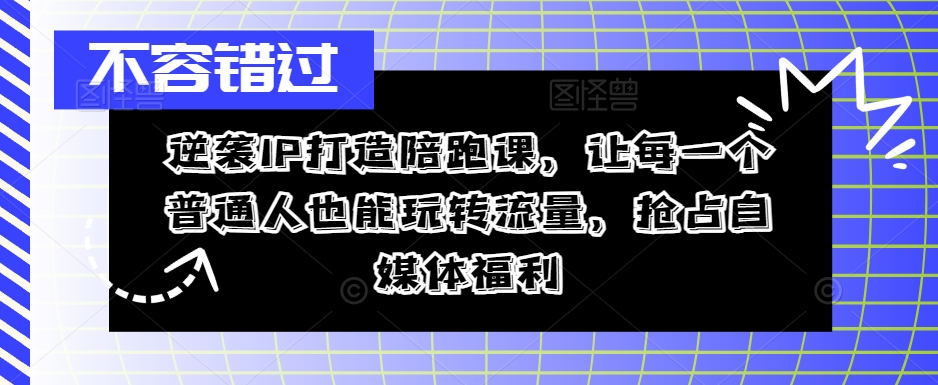逆袭IP打造陪跑课，让每一个普通人也能玩转流量，抢占自媒体福利-搞个副业