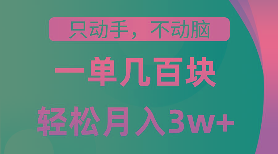 只动手不动脑，一单几百块，轻松月入3w+，看完就能直接操作，详细教程-搞个副业
