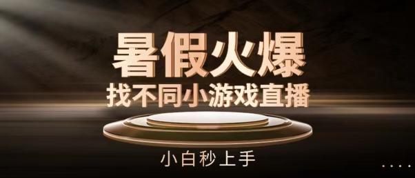 暑假火爆找不同小游戏直播间，小白秒上手【揭秘】-搞个副业