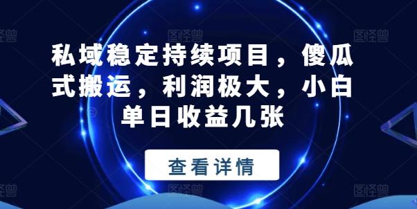 私域稳定持续项目，傻瓜式搬运，利润极大，小白单日收益几张【揭秘】-搞个副业