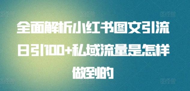 全面解析小红书图文引流日引100+私域流量是怎样做到的【揭秘】-搞个副业