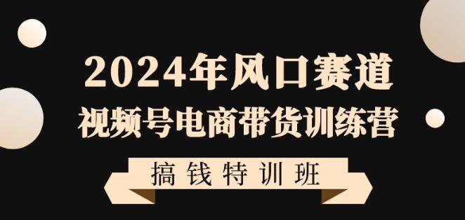 2024年风口赛道视频号电商带货训练营搞钱特训班，带领大家快速入局自媒体电商带货-搞个副业