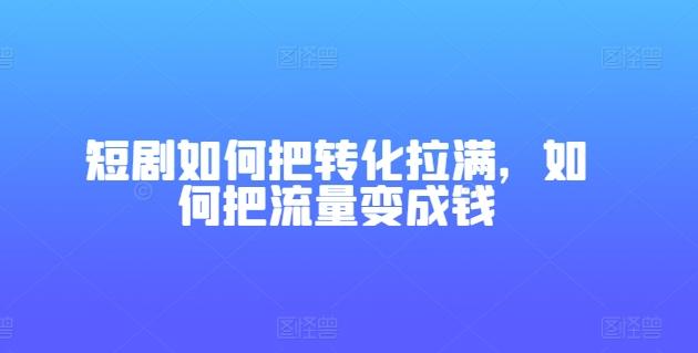 短剧如何把转化拉满，如何把流量变成钱-搞个副业