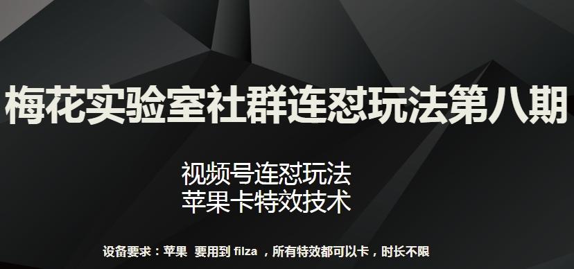 梅花实验室社群连怼玩法第八期，视频号连怼玩法 苹果卡特效技术【揭秘】-搞个副业