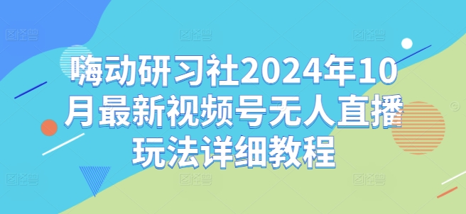 嗨动研习社2024年10月最新视频号无人直播玩法详细教程-搞个副业