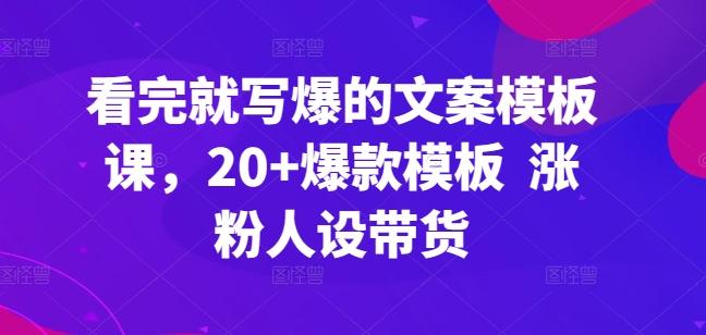 看完就写爆的文案模板课，20+爆款模板  涨粉人设带货-搞个副业