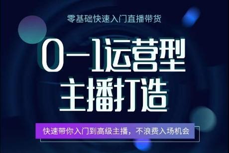 0-1运营型主播打造，​快速带你入门高级主播，不浪费入场机会-搞个副业