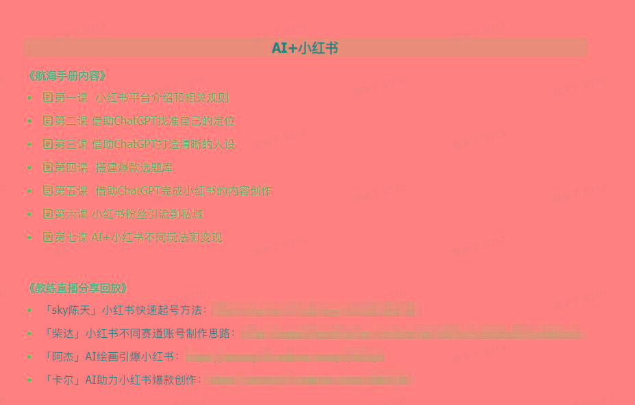 图片[2]-(9351期)AI破局手册+教练分享合集：AI提示词/AI+小红书 /AI+公众号/AI+绘画/AI编程-搞个副业