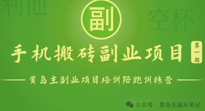 手机搬砖小副业项目训练营1.0，实测1小时收益50+，一部手机轻松日入100+-搞个副业