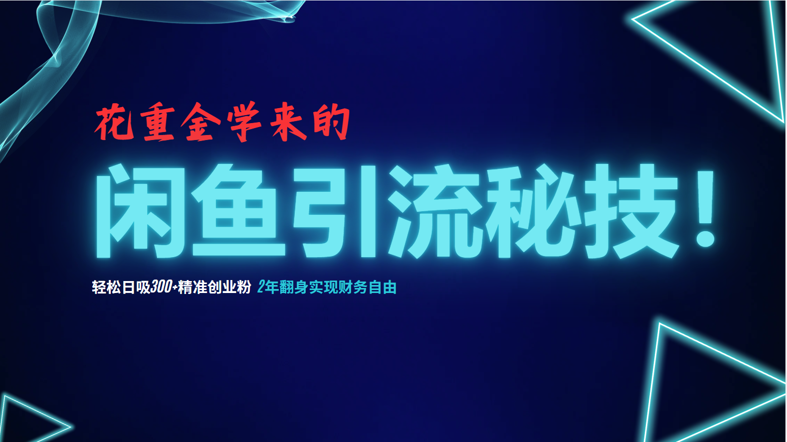 花重金学来的闲鱼引流秘技！轻松日吸300+精准创业粉，每天躺赚5000+，2…-搞个副业