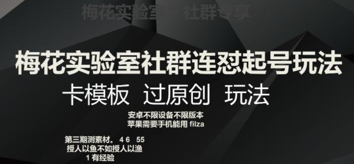 梅花实验室社群连怼起号玩法，卡模板过原创玩法【揭秘】-搞个副业