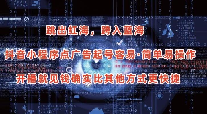 抖音小程序点广告项目，起号容易，简单易操作，开播就见有收益【揭秘】-搞个副业