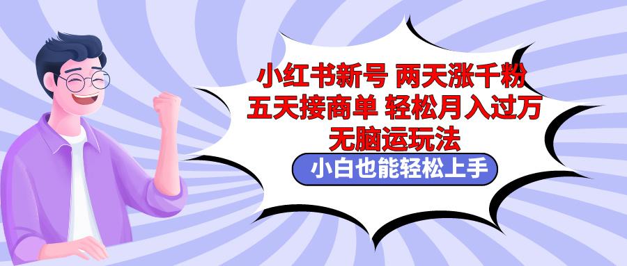 小红书新号两天涨千粉五天接商单轻松月入过万 无脑搬运玩法 小白也能轻…-搞个副业