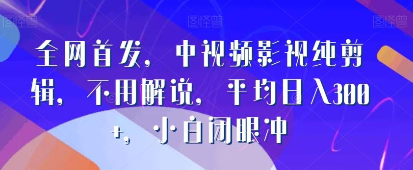 全网首发，中视频影视纯剪辑，不用解说，平均日入300+，小白闭眼冲-搞个副业