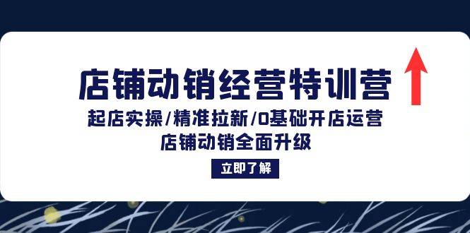 店铺动销经营特训营：起店实操/精准拉新/0基础开店运营/店铺动销全面升级-搞个副业