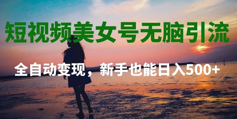 短视频美女号无脑引流，全自动变现，新手也能日入500+-搞个副业