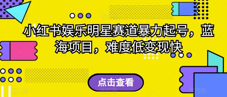 小红书娱乐明星赛道暴力起号，蓝海项目，难度低变现快【揭秘】-搞个副业