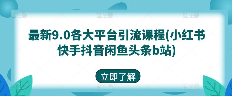 最新9.0各大平台引流课程(小红书快手抖音闲鱼头条b站)-搞个副业