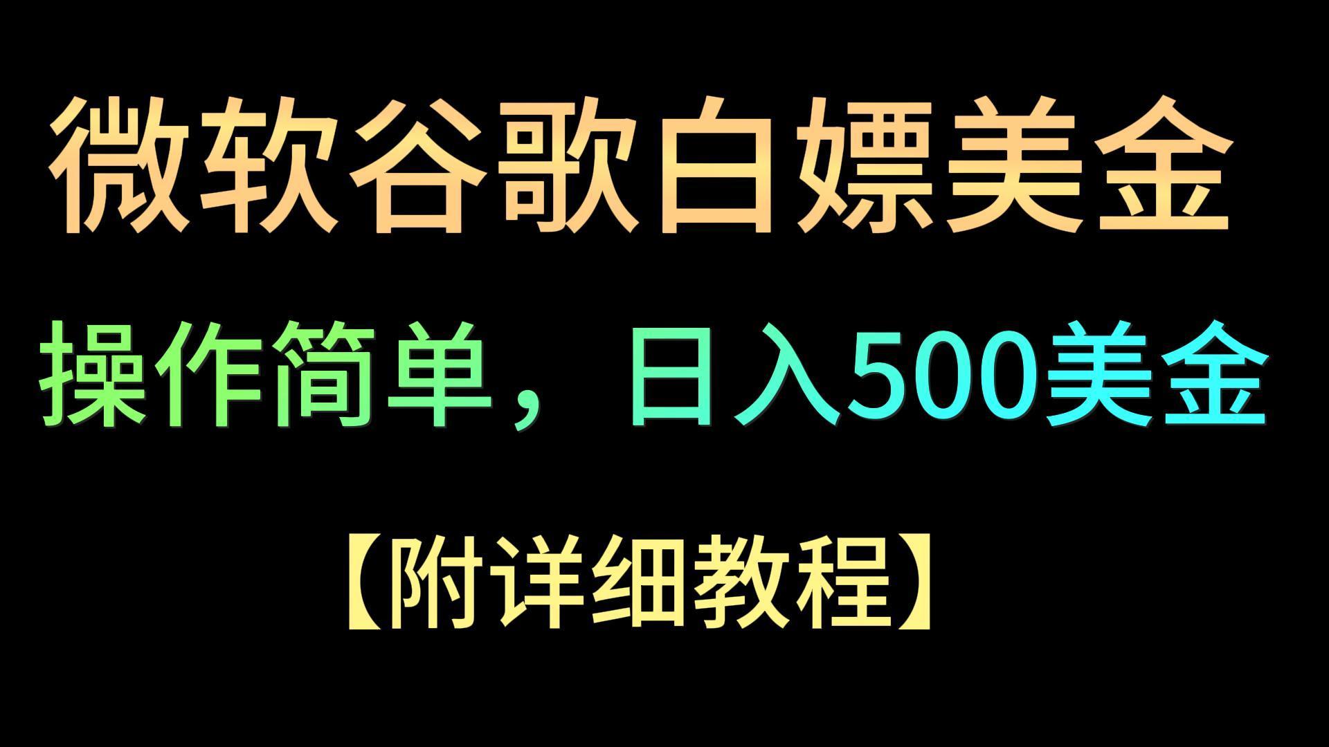 微软谷歌项目3.0，轻松日赚500+美金，操作简单，小白也可轻松入手！-搞个副业