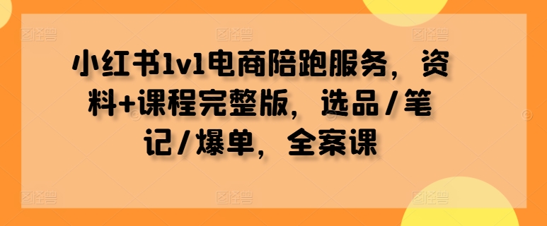 小红书1v1电商陪跑服务，资料+课程完整版，选品/笔记/爆单，全案课-搞个副业