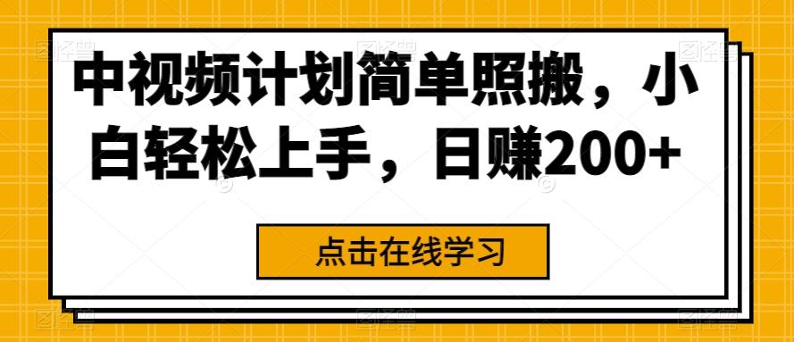 中视频计划简单照搬，小白轻松上手，日赚200+-搞个副业