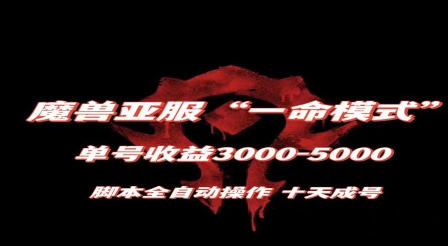 魔兽亚服一命模式，10天成号-单号3千-5千，脚本全自动操作，保姆级教学【揭秘】-搞个副业