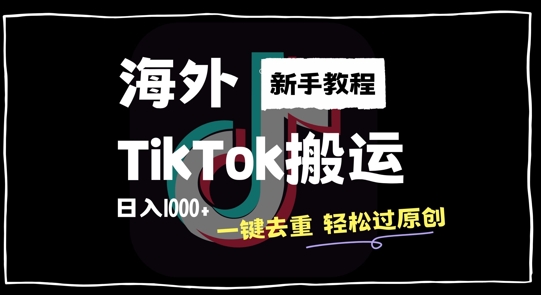 2024最新海外TikTok搬运玩法，一键去重轻松过原创，新手无经验也能日入1k【揭秘】-搞个副业