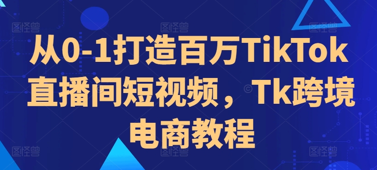 从0-1打造百万TikTok直播间短视频，Tk跨境电商教程-搞个副业