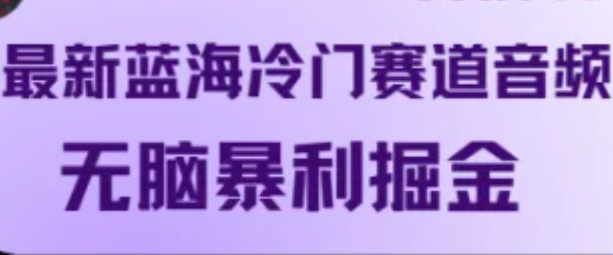 最新蓝海冷门赛道音频，无脑暴利掘金-搞个副业