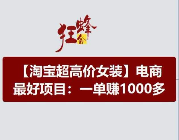 淘宝超高价女装项目，电商最好赛道，一单赚1000多-搞个副业
