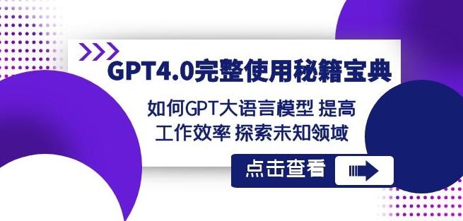 GPT4.0完整使用-秘籍宝典：如何GPT大语言模型提高工作效率探索未知领域-搞个副业