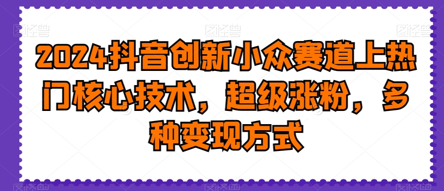 2024抖音创新小众赛道上热门核心技术，超级涨粉，多种变现方式【揭秘】-搞个副业