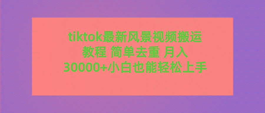 (9804期)tiktok最新风景视频搬运教程 简单去重 月入30000+附全套工具-搞个副业