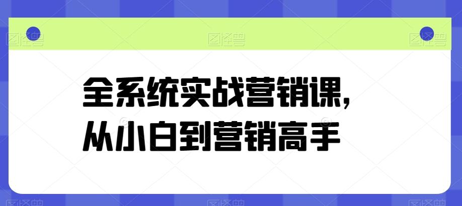 全系统实战营销课，从小白到营销高手-搞个副业