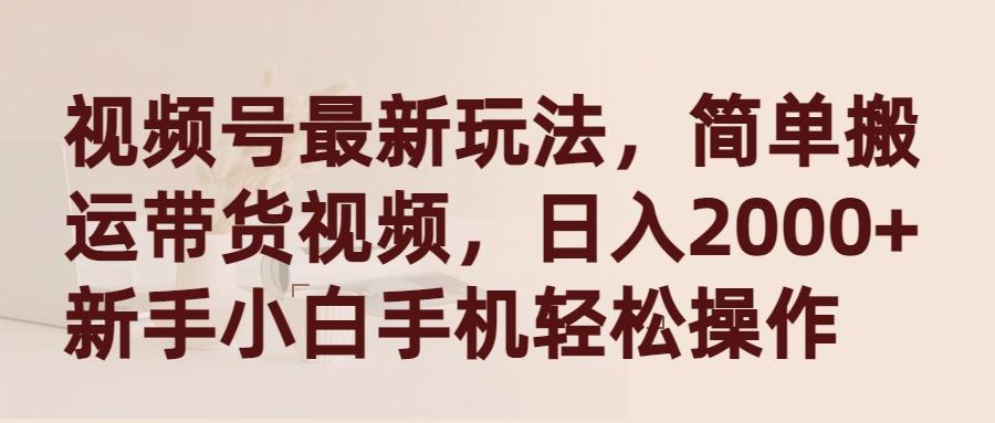 (9486期)视频号最新玩法，简单搬运带货视频，日入2000+，新手小白手机轻松操作-搞个副业