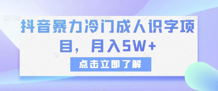 抖音暴力冷门成人识字项目，月入5W+【揭秘】-搞个副业