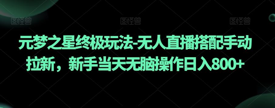 元梦之星终极玩法-无人直播搭配手动拉新，新手当天无脑操作日入800+【揭秘】-搞个副业