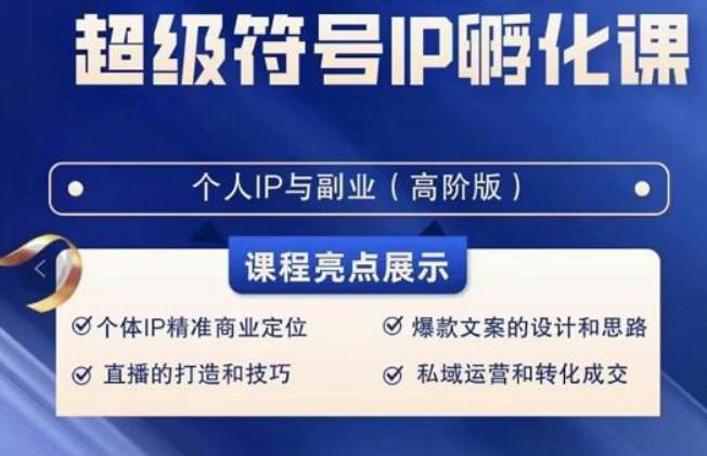 超级符号IP孵化高阶课，建立流量思维底层逻辑，打造属于自己IP（51节课）-搞个副业