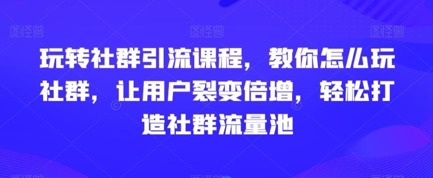 玩转社群引流课程，教你怎么玩社群，让用户裂变倍增，轻松打造社群流量池-搞个副业