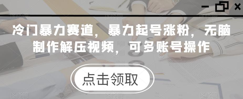 冷门暴力赛道，暴力起号涨粉，无脑制作解压视频，可多账号操作-搞个副业