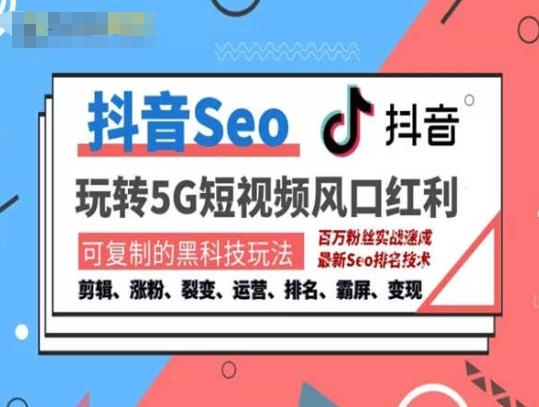 抖音SEO引流培训课程-抓住抖音风口，实现搜索排名，获取精准流量，快速成交变现-搞个副业