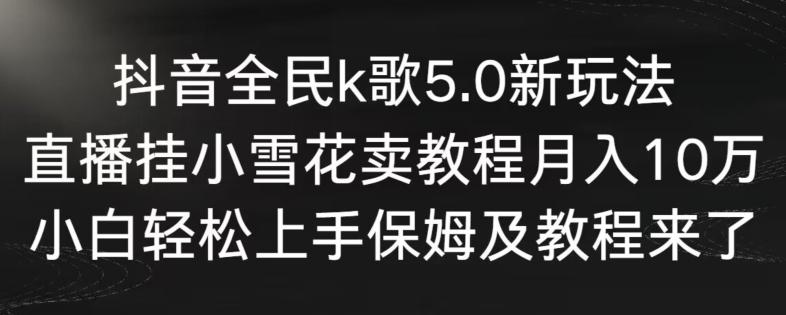 抖音全民k歌5.0新玩法，直播挂小雪花卖教程月入10万，小白轻松上手，保姆及教程来了【揭秘】-搞个副业