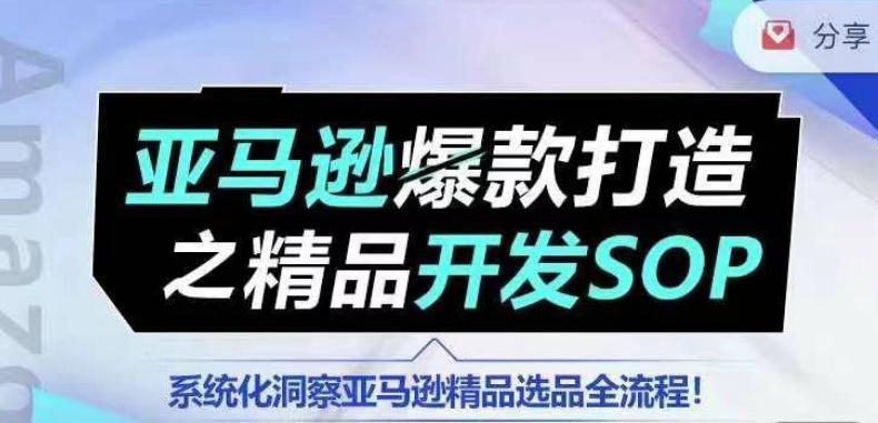 【训练营】亚马逊爆款打造之精品开发SOP，系统化洞察亚马逊精品选品全流程-搞个副业