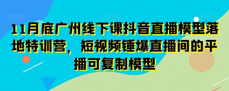 11月底广州线下课抖音直播模型落地特训营，短视频锤爆直播间的平播可复制模型-搞个副业