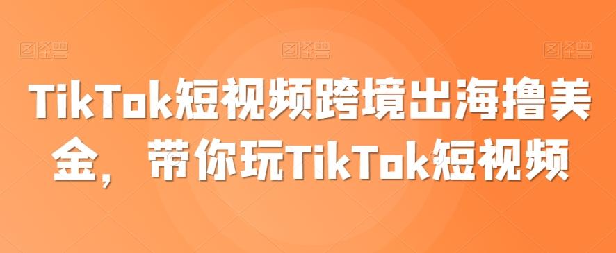 TikTok短视频跨境出海撸美金，带你玩TikTok短视频-搞个副业