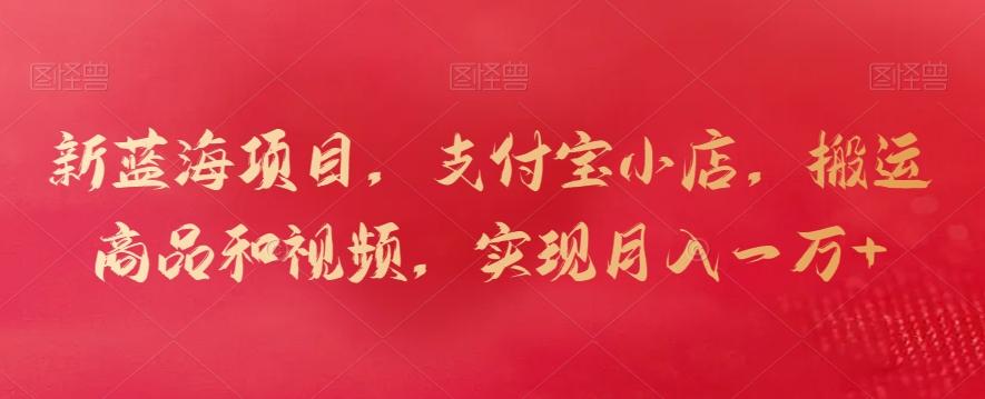 新蓝海项目，支付宝小店，搬运商品和视频，实现月入一万+【揭秘】-搞个副业