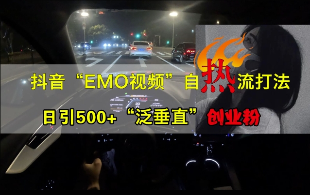 抖音EMO视频自热打法，日引500+“泛垂直”创业粉-搞个副业
