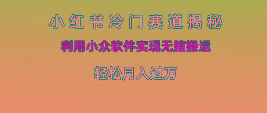 小红书冷门赛道揭秘,利用小众软件实现无脑搬运，轻松月入过万-搞个副业