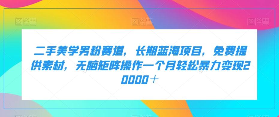二手美学男粉赛道，长期蓝海项目，无脑矩阵操作一个月轻松暴力变现20000＋-搞个副业