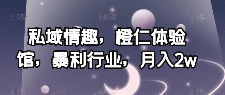 私域情趣，橙仁体验馆，暴利行业，月入2w【揭秘】-搞个副业